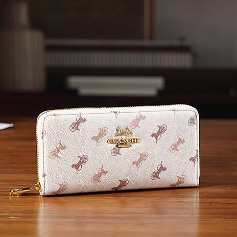 Guanchi Stylish Patterned Wallet - Ivory & Brown