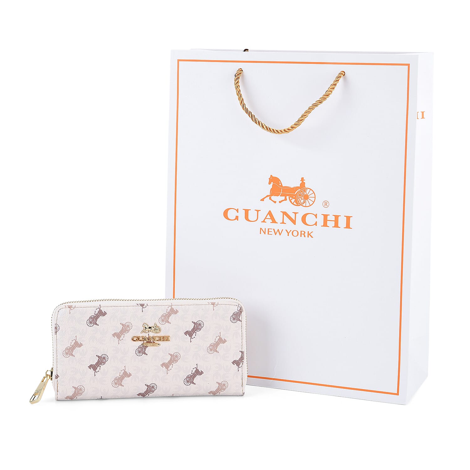 Guanchi Stylish Patterned Wallet - Ivory & Brown