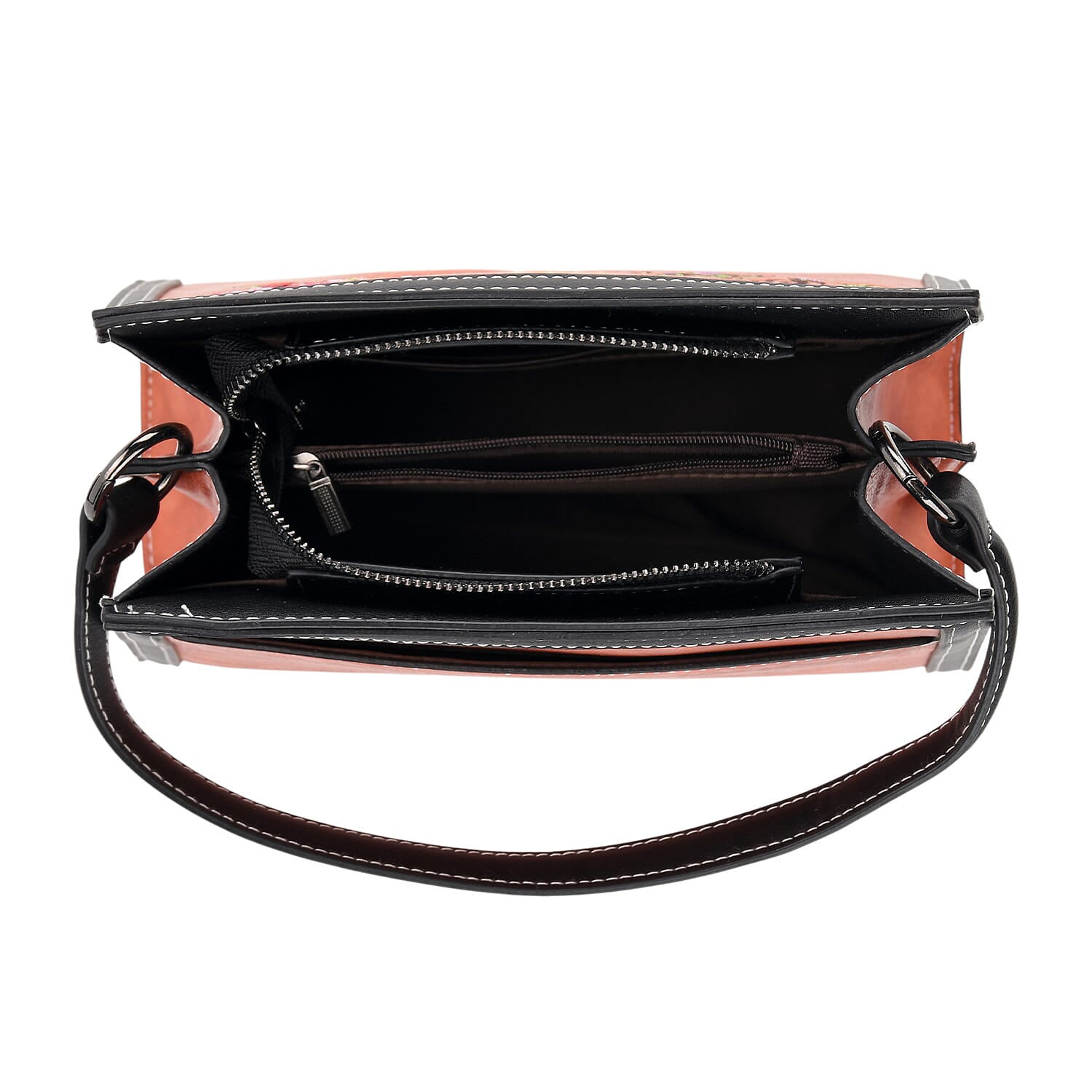 Floral Deer Embroidered Sling Handbag - Terracotta