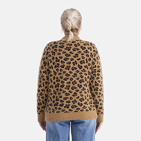 - MAISI Leopard Print Knit Cardigan (One Size UK 8-18) - Brown - Black
