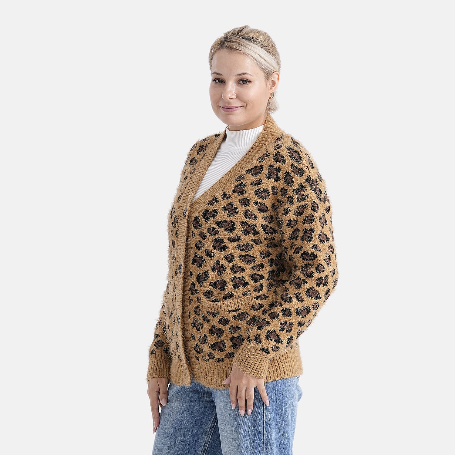 - MAISI Leopard Print Knit Cardigan (One Size UK 8-18) - Brown - Black