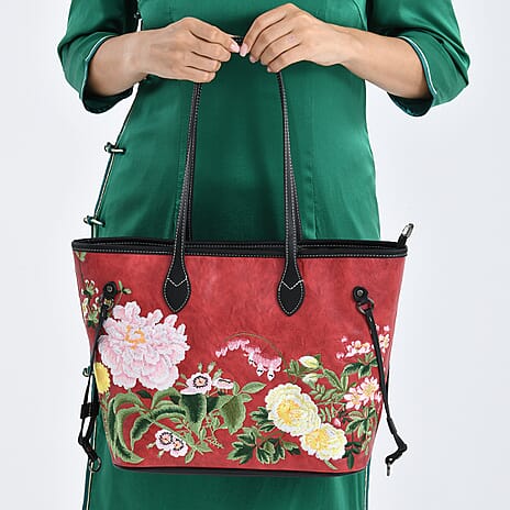 PU Patterned Tote Bag (Size 46x15x28 cm) - Black & Blue