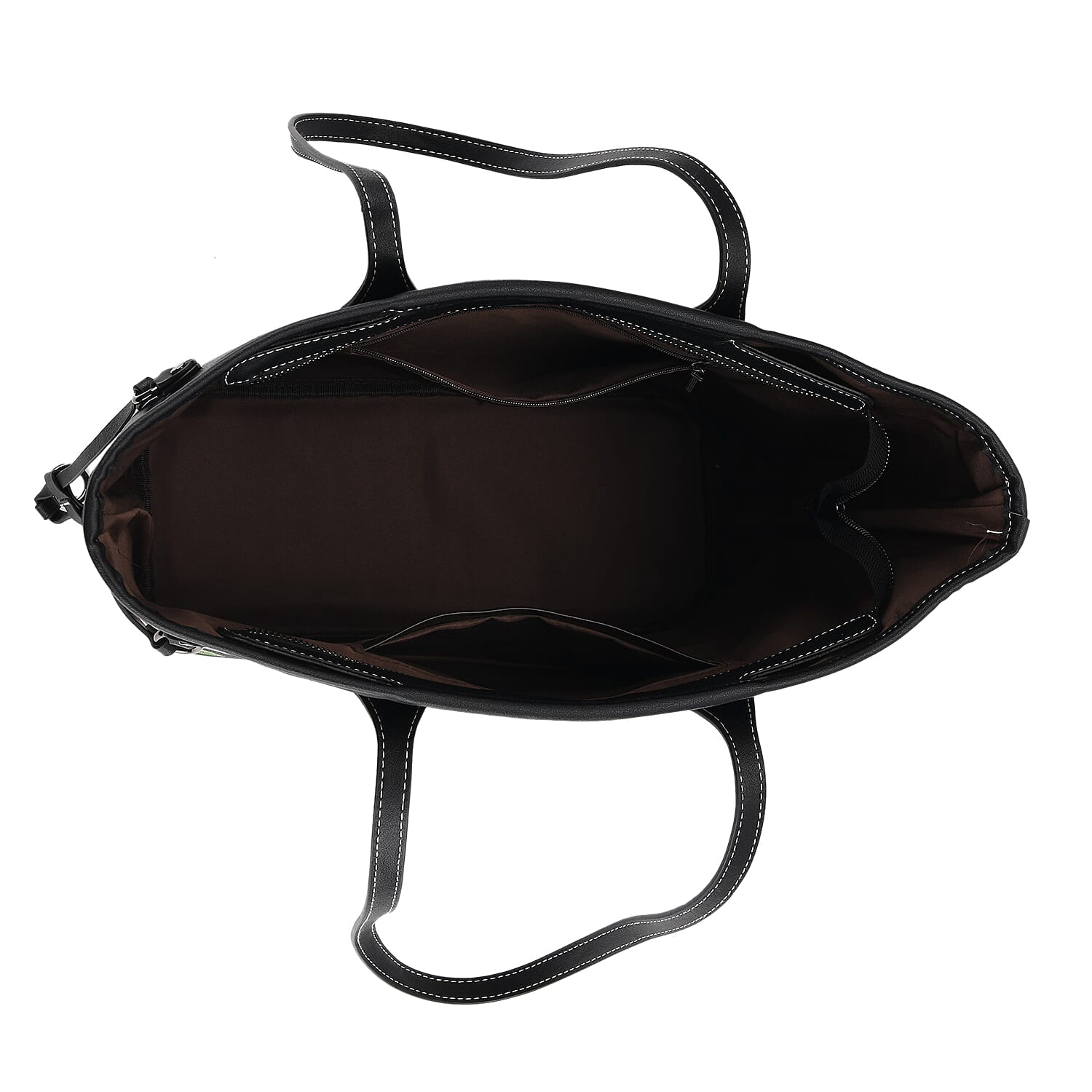 Floral Embroidered Tote Bag - Black