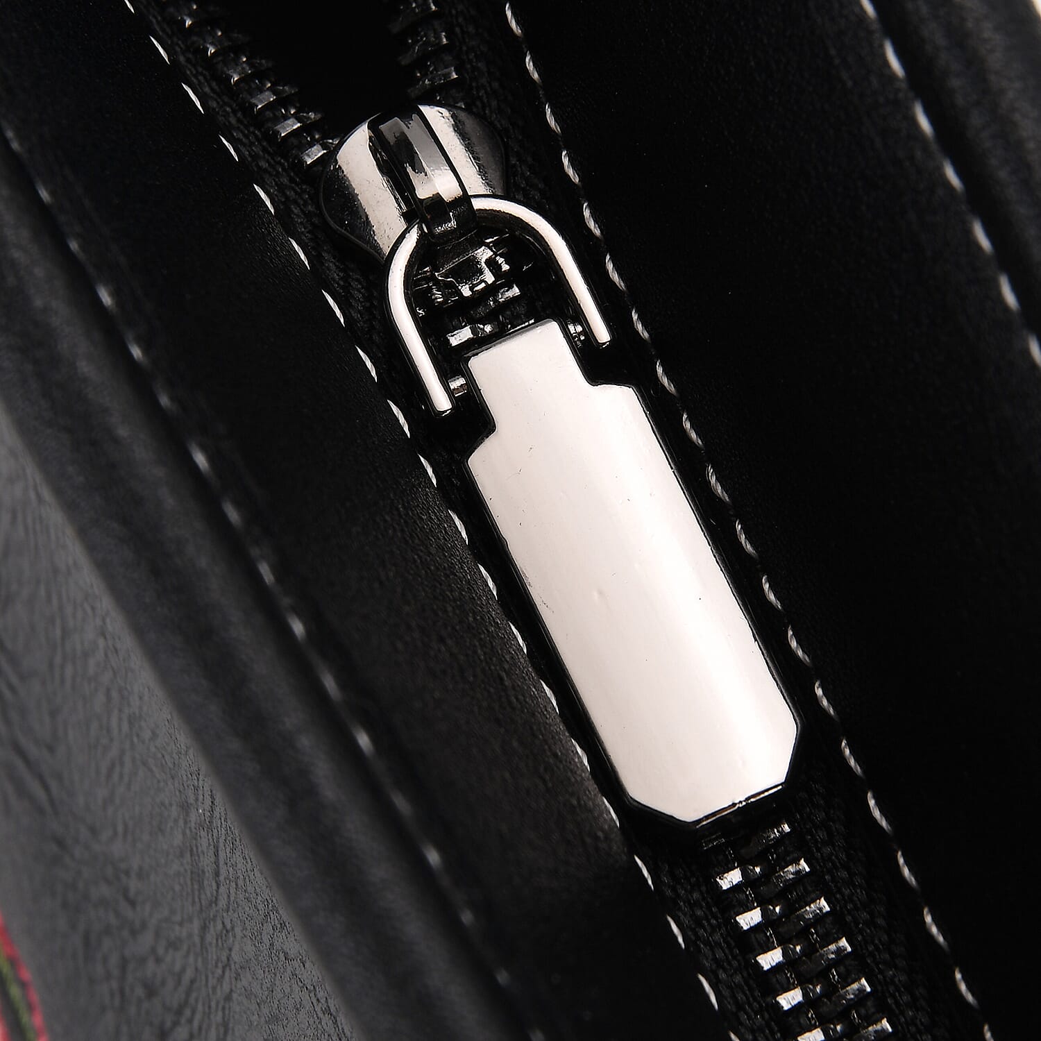 Floral Embroidered Tote Bag - Black