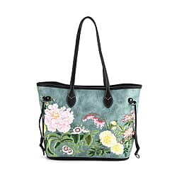 New Launch-Floral Embroidered Tote Bag - Red