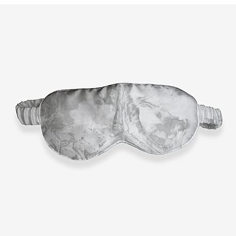 Cloud Nine Marble Silk Eye Mask with Bag - Silver