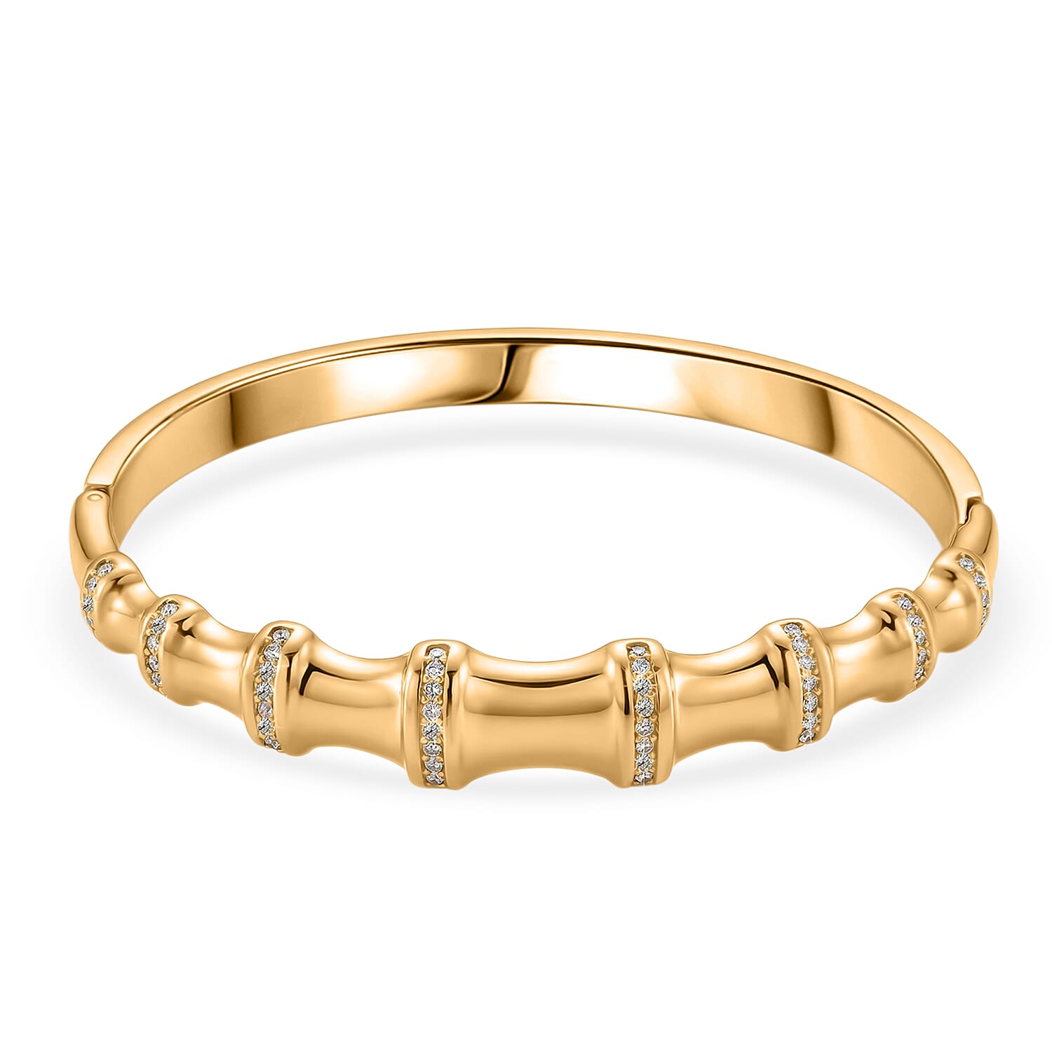 Austrian White Crystal Full Bangle (Size - 7) in Yellow Gold Tone