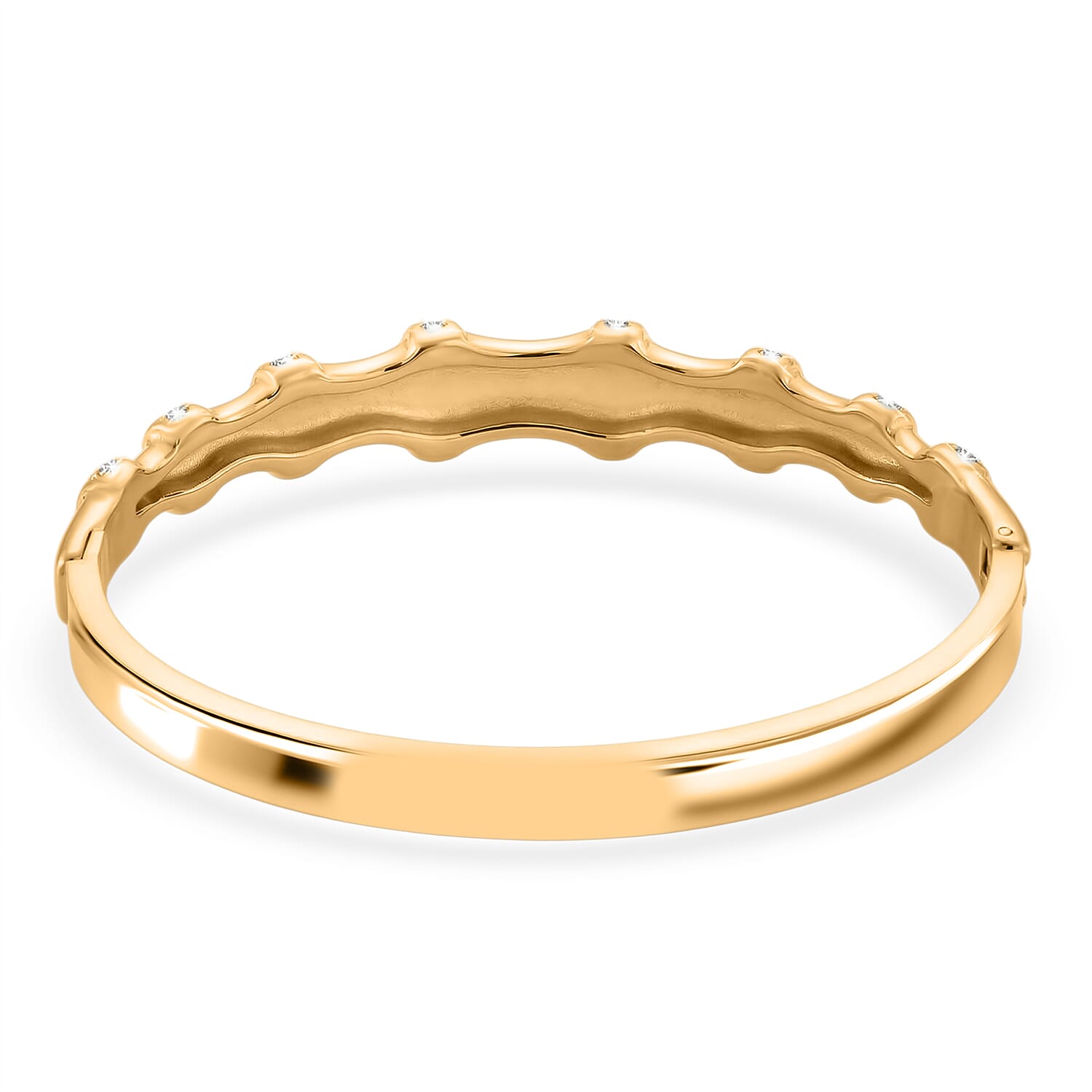 Austrian White Crystal Full Bangle (Size - 7) in Yellow Gold Tone