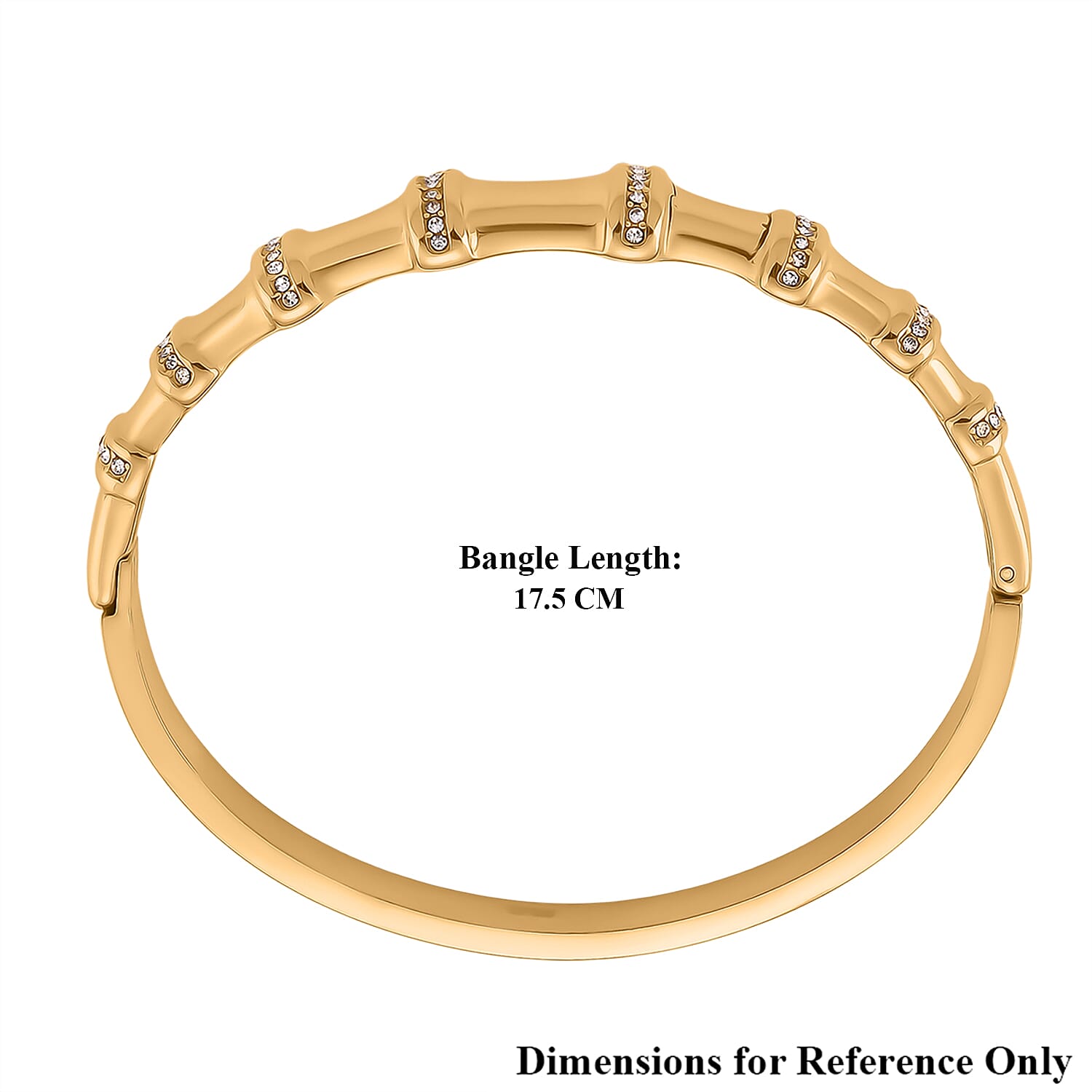 Austrian White Crystal Full Bangle (Size - 7) in Yellow Gold Tone