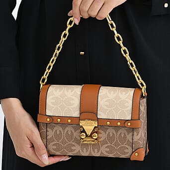 https://tjcuk.sirv.com/Products/82/3/8231272/Guanchi-Mini-Trunk-Crossbody-Bag-with-Gold-Chain-Strap-Brown-Beige_8231272_3.jpg?w=342&h=342