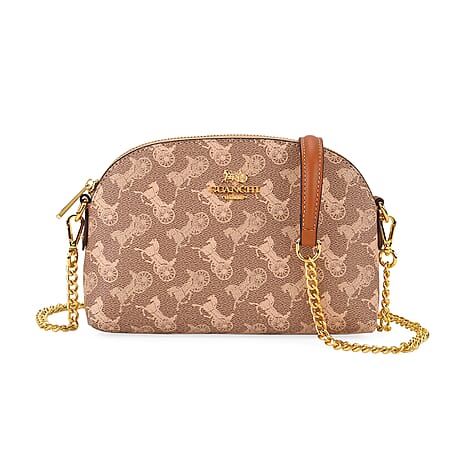 Guanchi Stylish Crossbody Bag with Shoulder Chain Strap - Brown & Beige