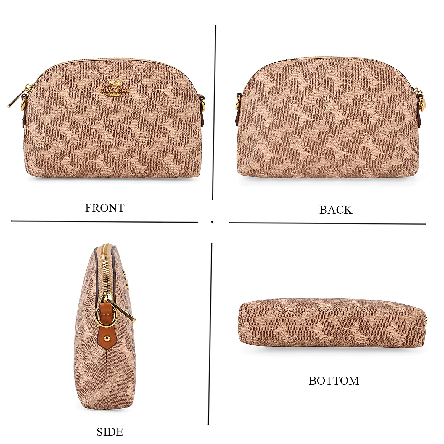 Guanchi Stylish Crossbody Bag with Shoulder Chain Strap - Brown & Beige