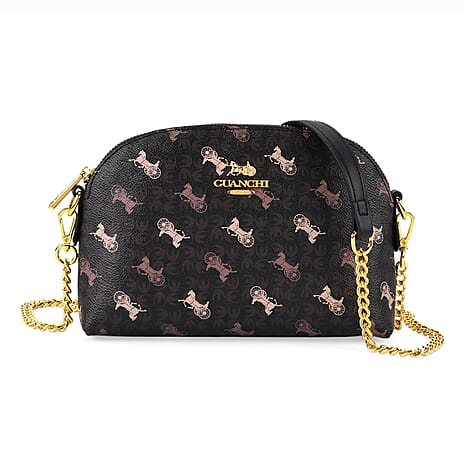 Guanchi Stylish Crossbody Bag with Shoulder Chain Strap - Dark Coffee