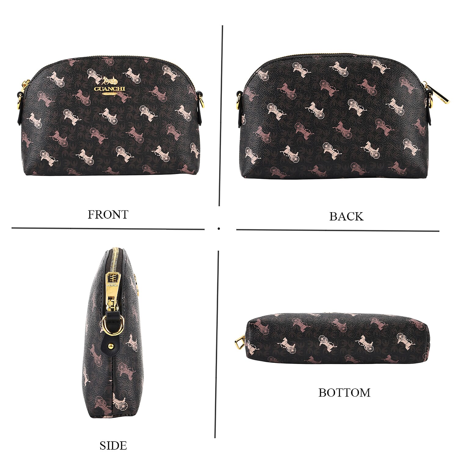 Guanchi Stylish Crossbody Bag with Shoulder Chain Strap - Dark Coffee