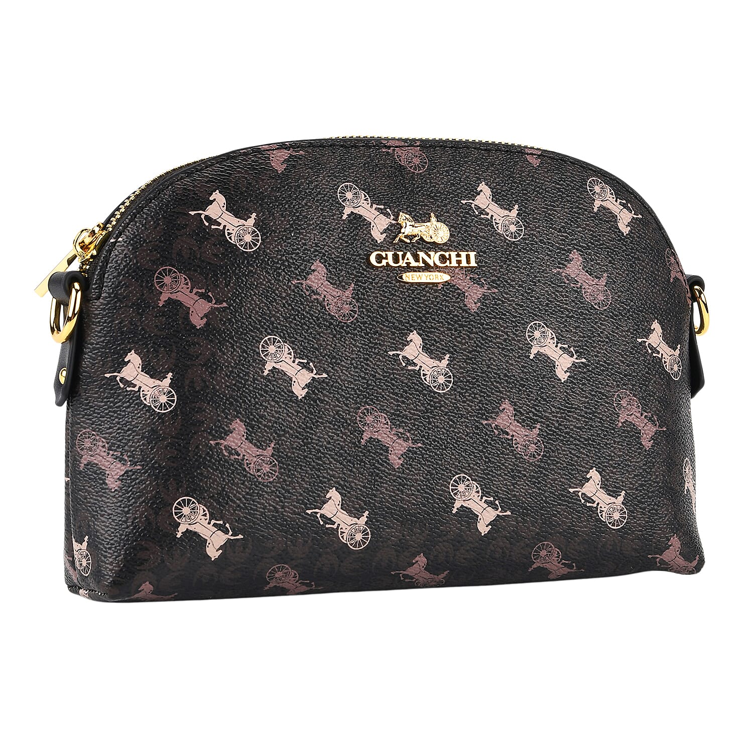 Guanchi Stylish Crossbody Bag with Shoulder Chain Strap - Dark Coffee