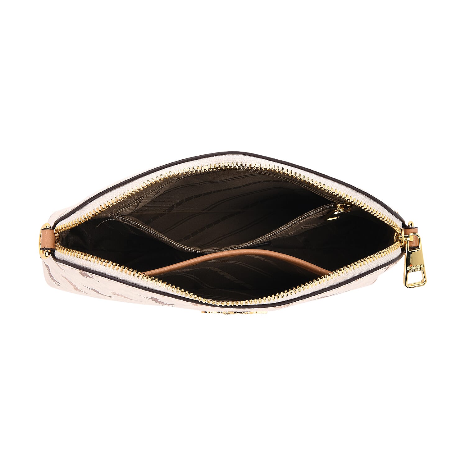 Guanchi Stylish Crossbody Bag with Shoulder Chain Strap - Ivory & Brown