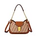 JVC- Milano Style Structured Saddle Bag with Flap Lock & Shoulder Strap (100 cm) - Tan & Beige