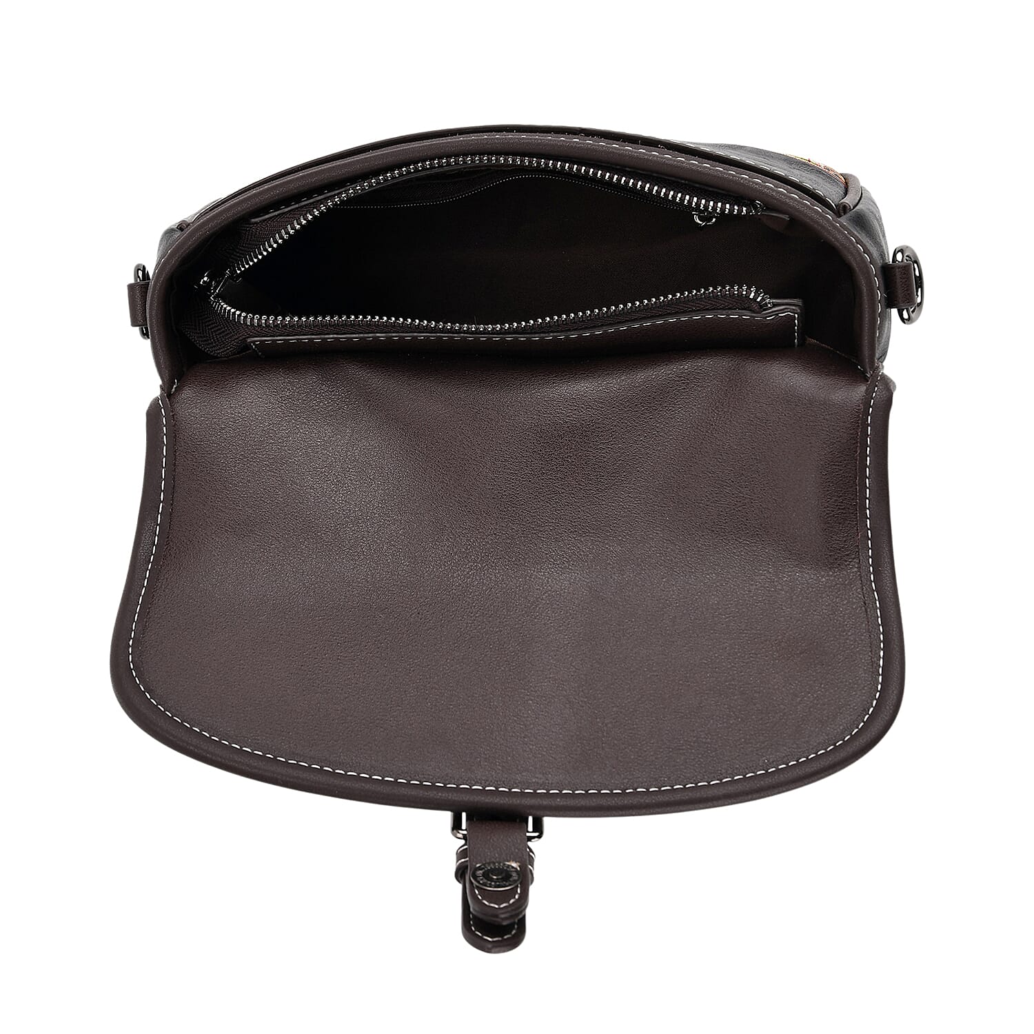 Floral Embroidered Sling Crossbody Bag - Black