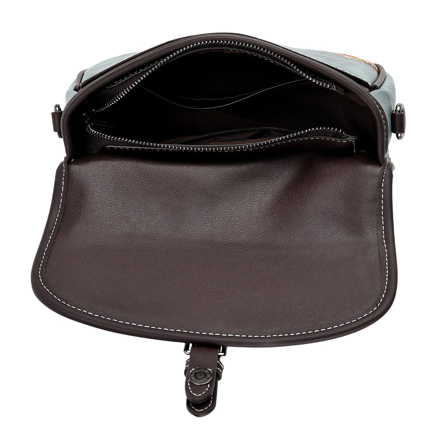 Floral Embroidered Sling Crossbody Bag - Blue