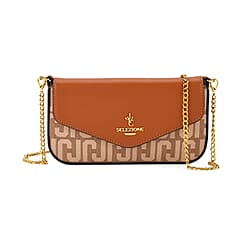 JVC- Milano Style Luxury Clutch with Shoulder Chain Strap (114 cm) - Orange