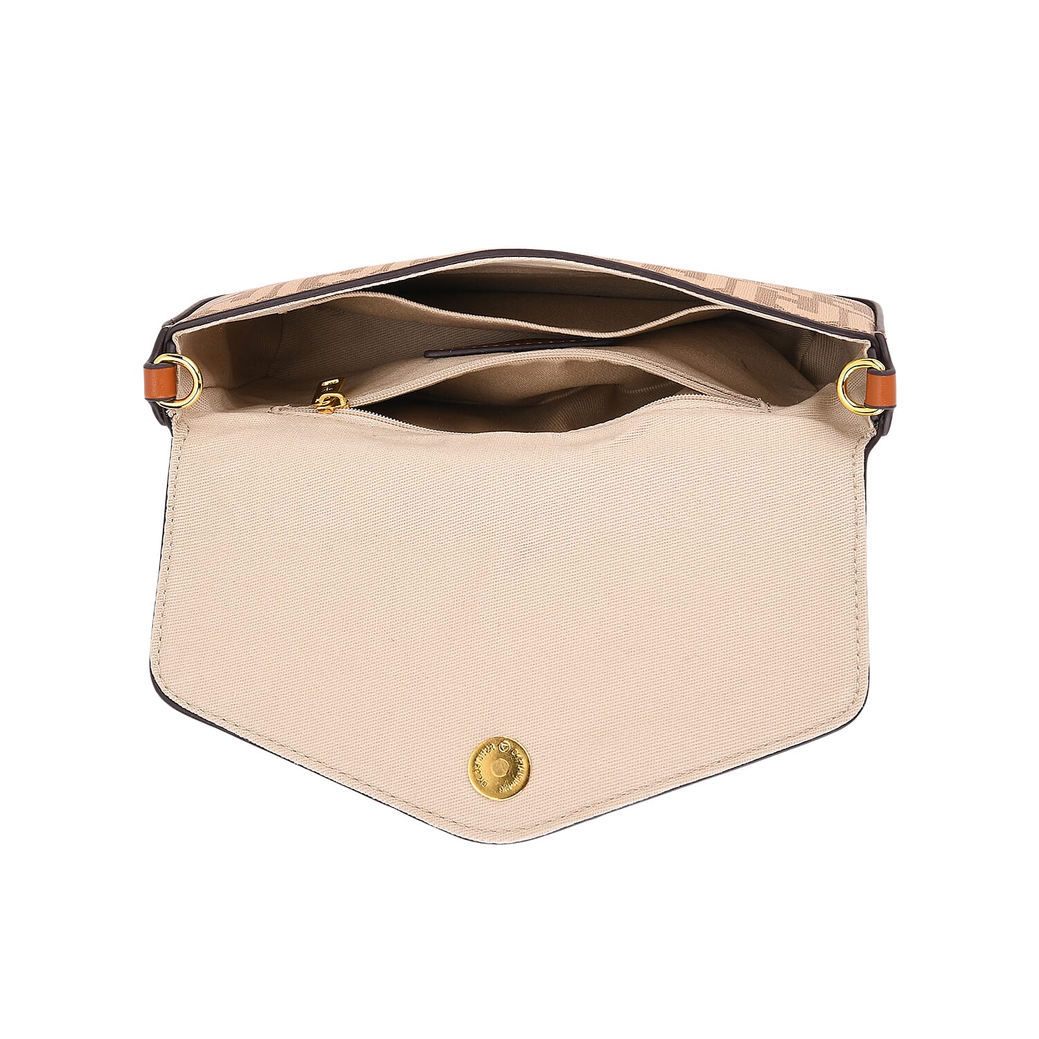 JVC- Milano Style Italian Luxury Shoulder Chain Crossbody Bag - Brown & Tan