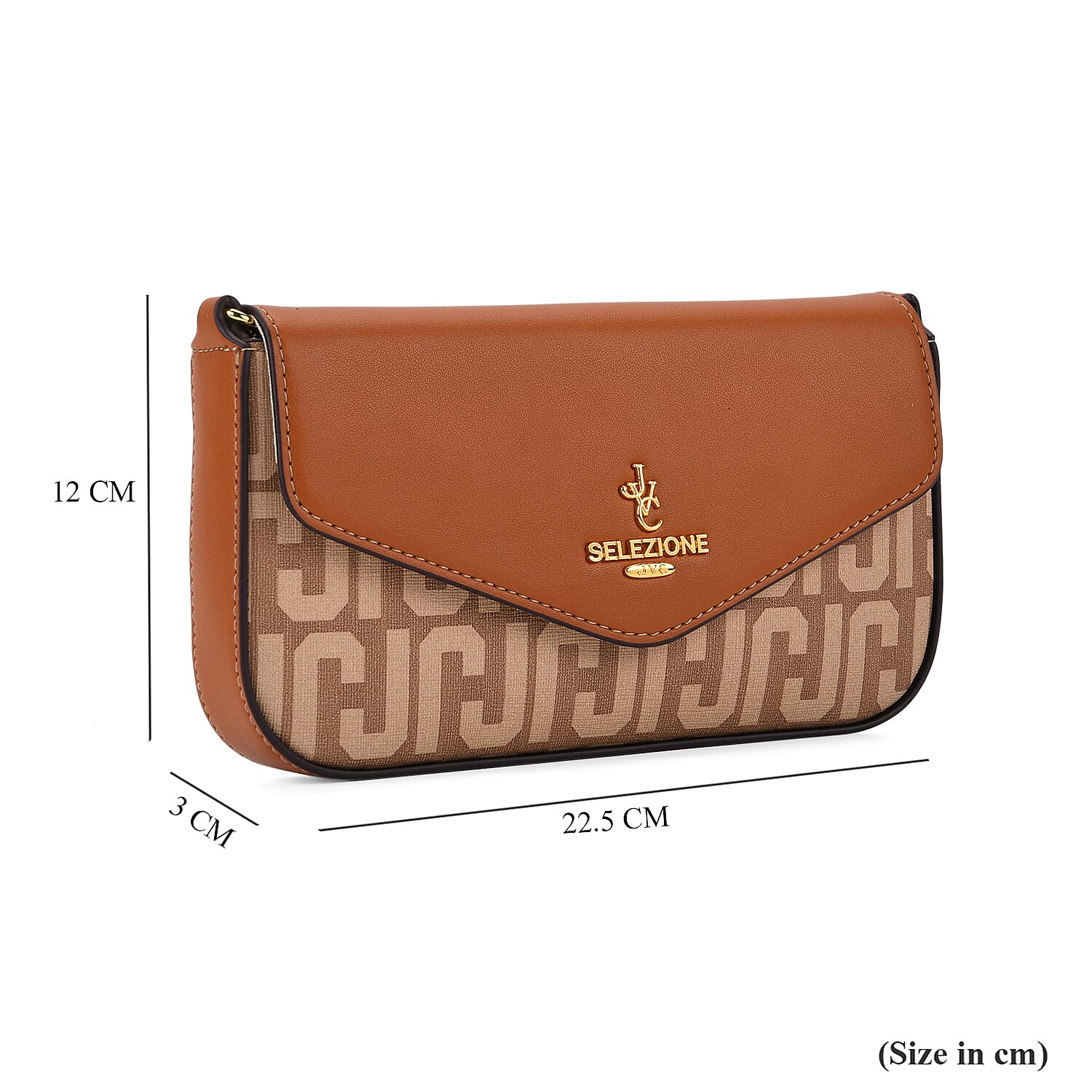 JVC- Milano Style Italian Luxury Shoulder Chain Crossbody Bag - Brown & Tan