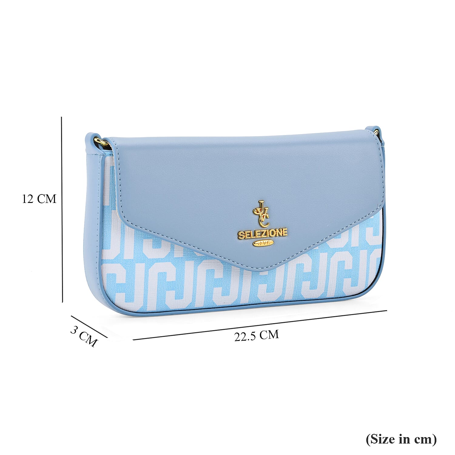 JVC- Milano Style  Luxury Clutch with Shoulder Chain Strap (114 cm) - Blue