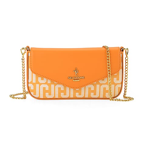 JVC- Milano Style Luxury Clutch with Shoulder Chain Strap (114 cm) - Orange