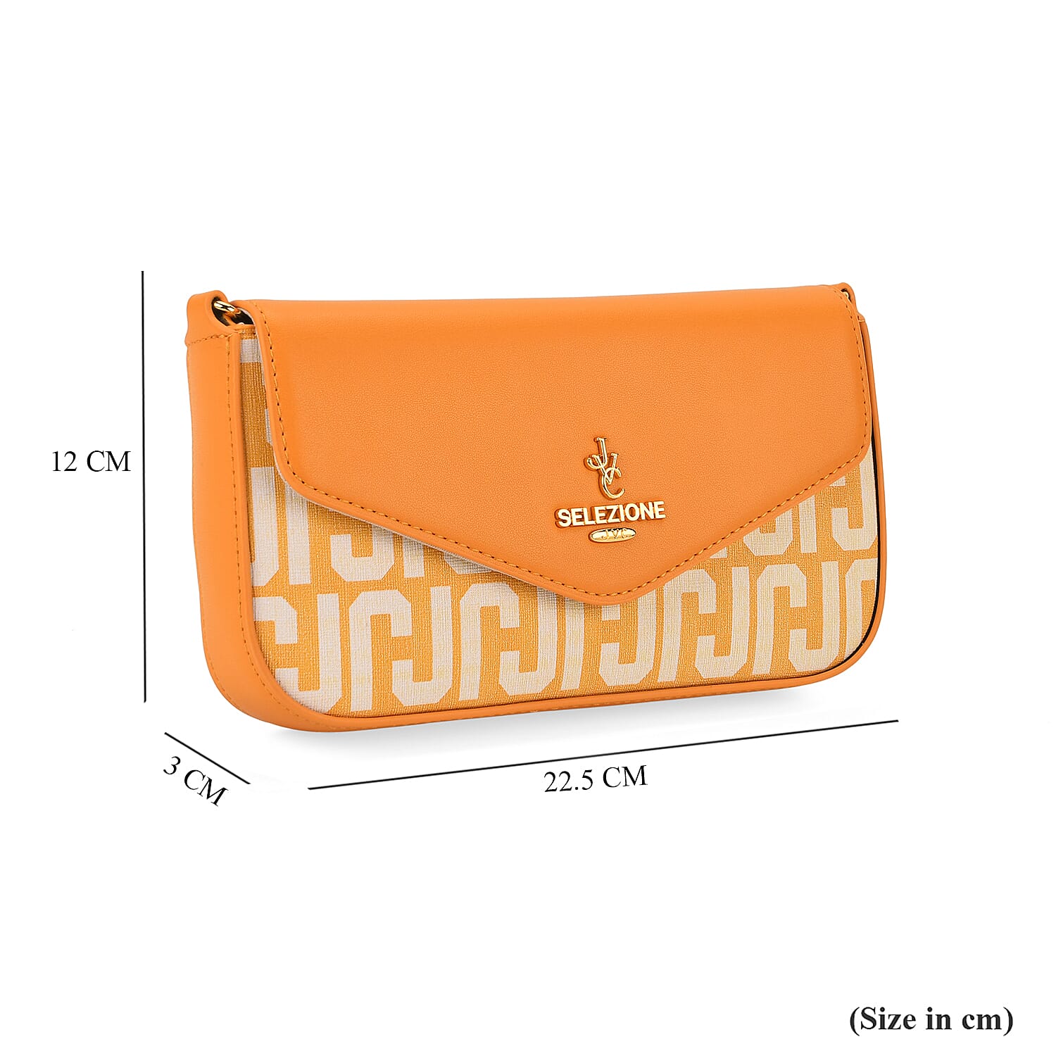 JVC- Milano Style Luxury Clutch with Shoulder Chain Strap (114 cm) - Orange