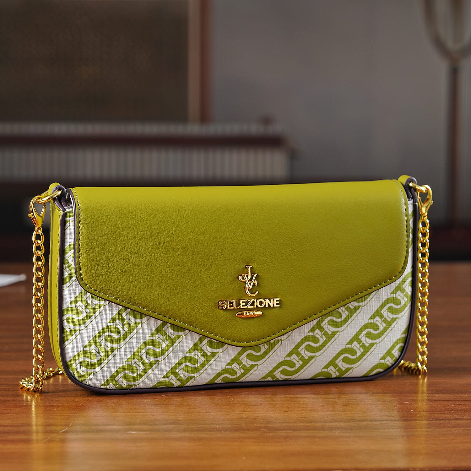 JVC- Milano Style Clutch with Shoulder Chain Strap (114 cm) - Green