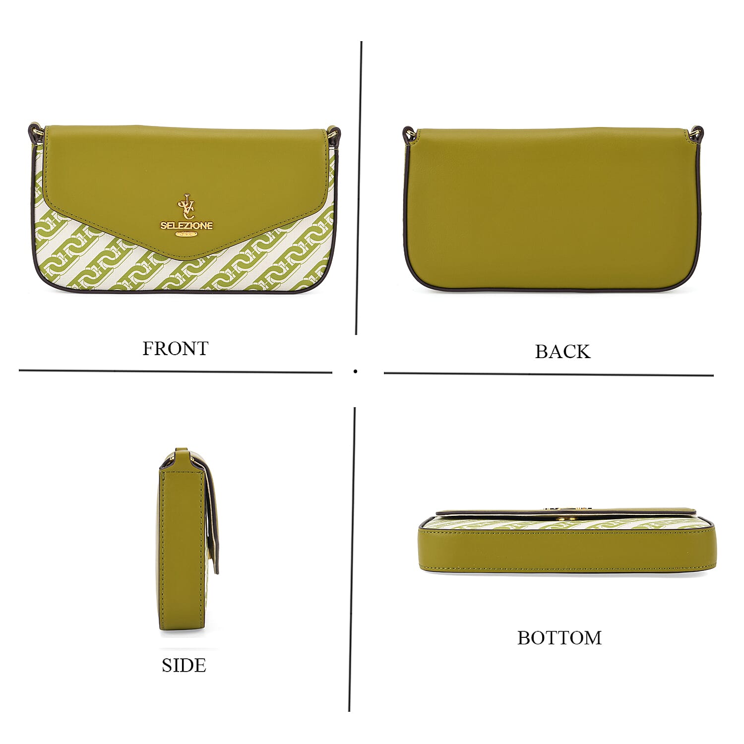 JVC- Milano Style Clutch with Shoulder Chain Strap (114 cm) - Green