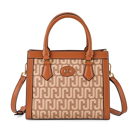 JVC Milano Monogram Mini Tote with Top Handles - Tan & Beige