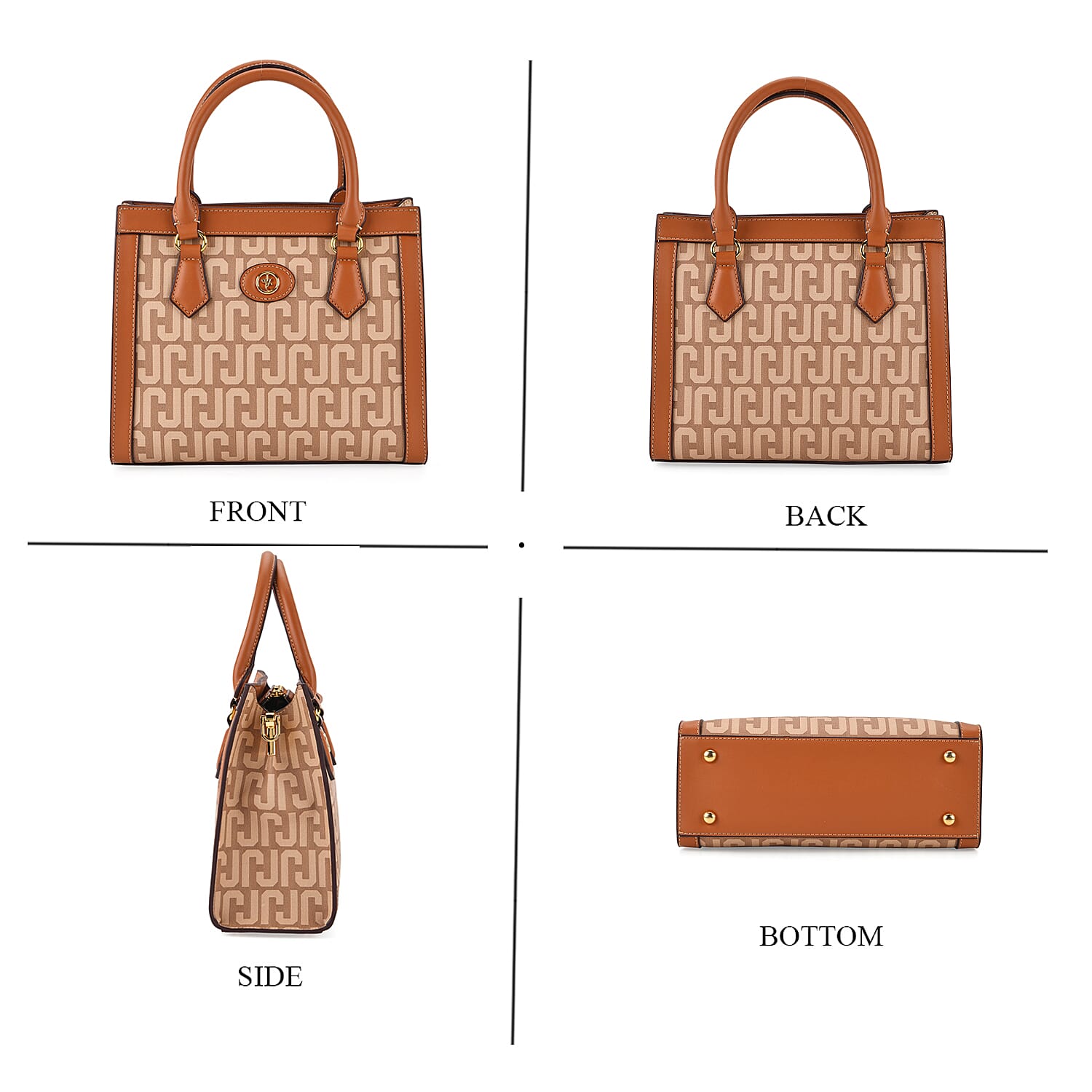 JVC Milano Monogram Mini Tote with Top Handles - Tan & Beige