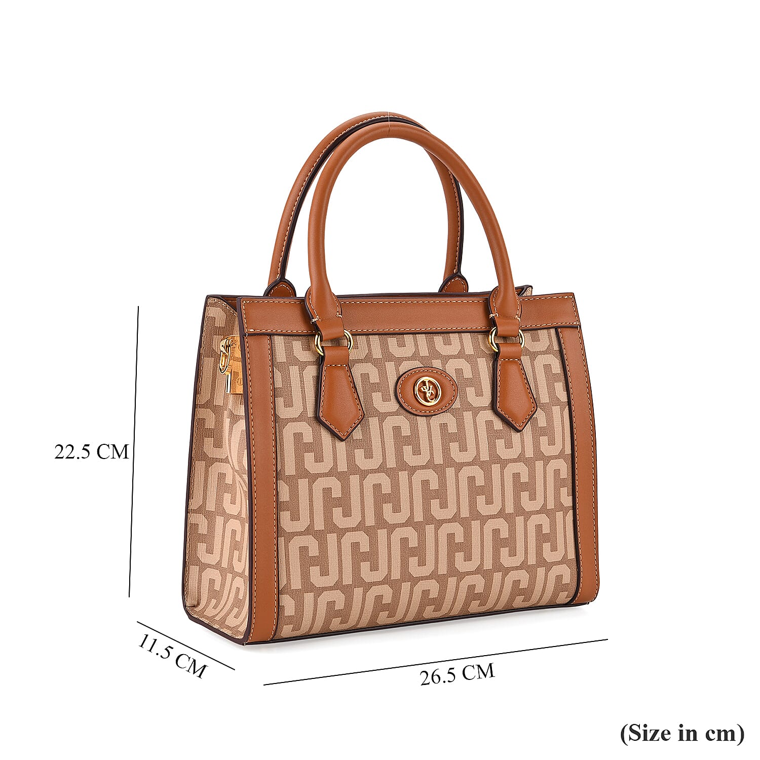 JVC Milano Monogram Mini Tote with Top Handles - Tan & Beige