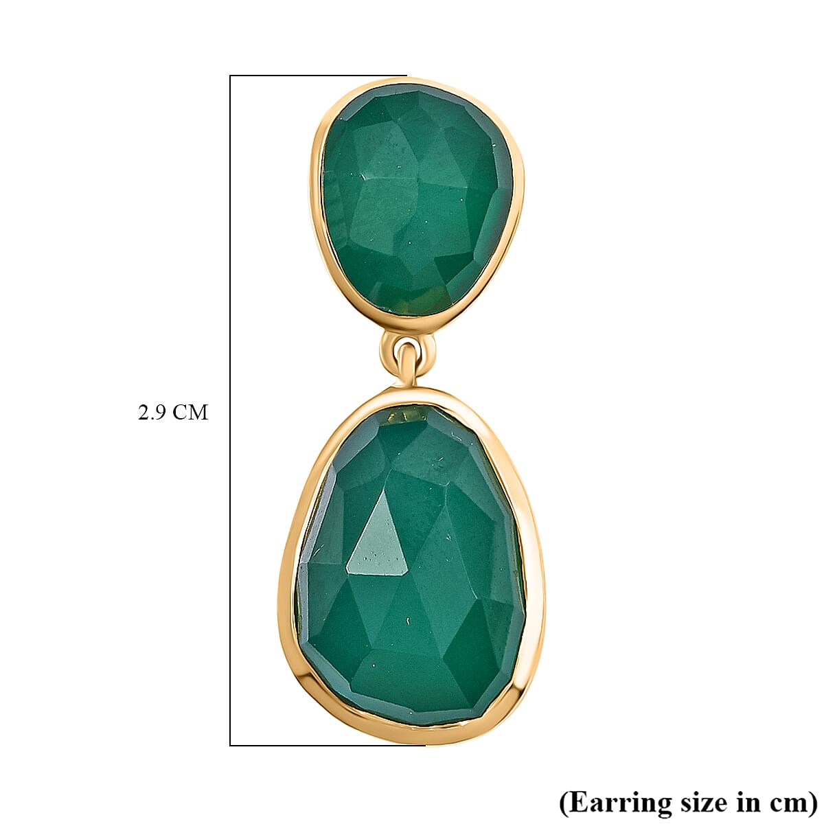 D'Joy Verde Onyx Solitaire Stud Push Post Earring in 18K Yellow Gold Plated Sterling Silver 14.59 Ct.