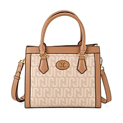 JVC Milano Monogram Mini Tote with Top Handles - Tan & Beige