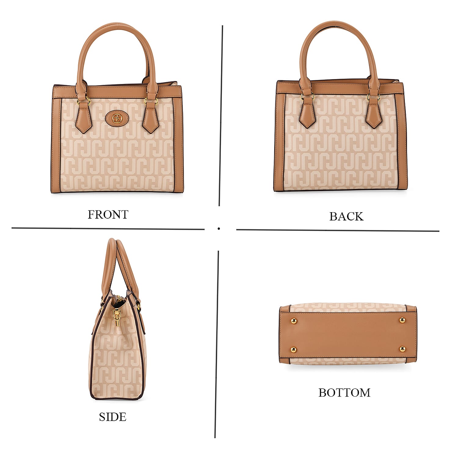 JVC Milano Monogram Mini Tote with Top Handles - Ivory & Brown