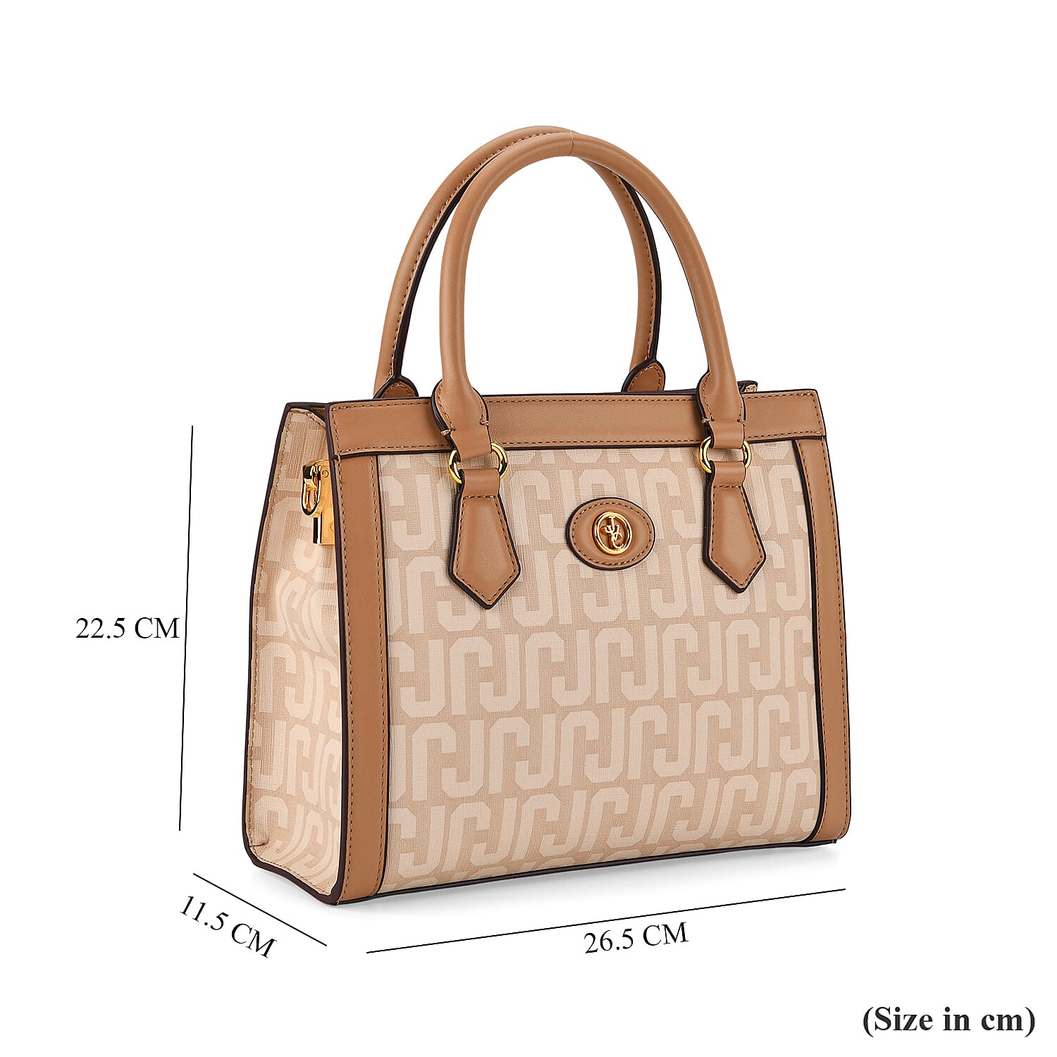 JVC Milano Monogram Mini Tote with Top Handles - Ivory & Brown