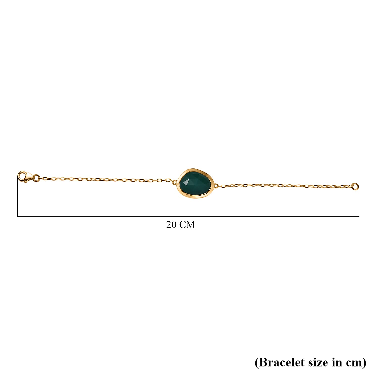 D'Joy Verde Onyx Chain Bracelet (Size - 7.5) in 18K Yellow Gold Plated Sterling Silver 9.07 Ct.