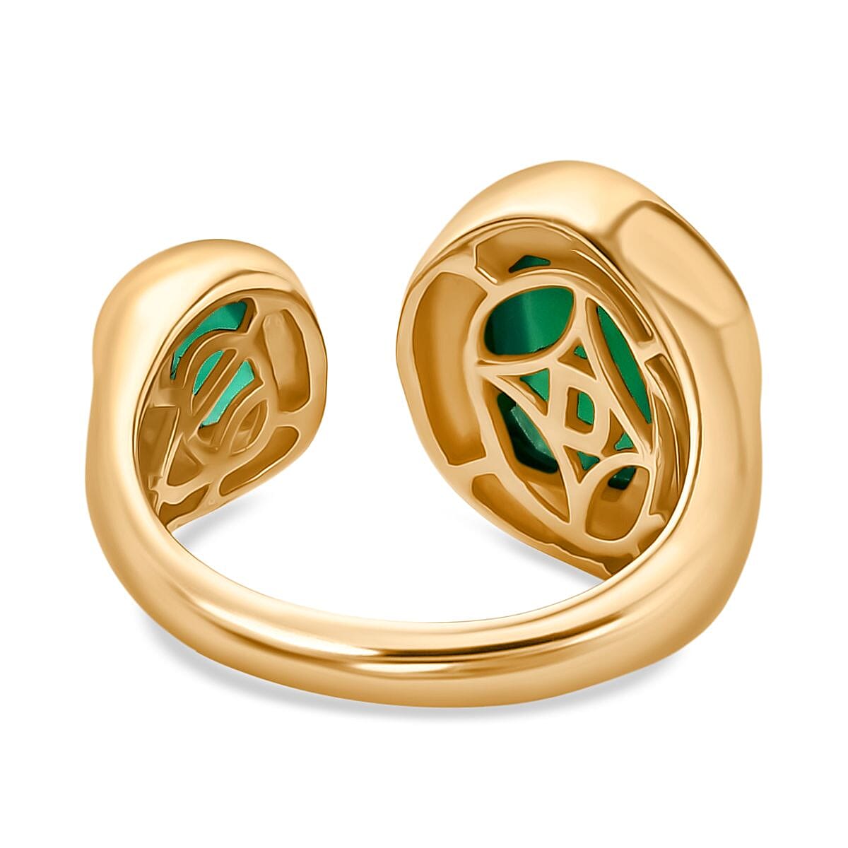 D'Joy Green Onyx Ring in 18K Yellow Gold Plating Sterling Silver 3.40 Ct, Silver Wt. 5.64 Gms.