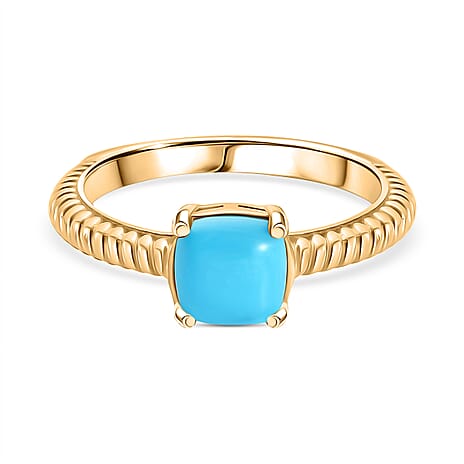 D'joy Sleeping Beauty Turquoise Ring in Yellow Gold Plating Sterling Silver