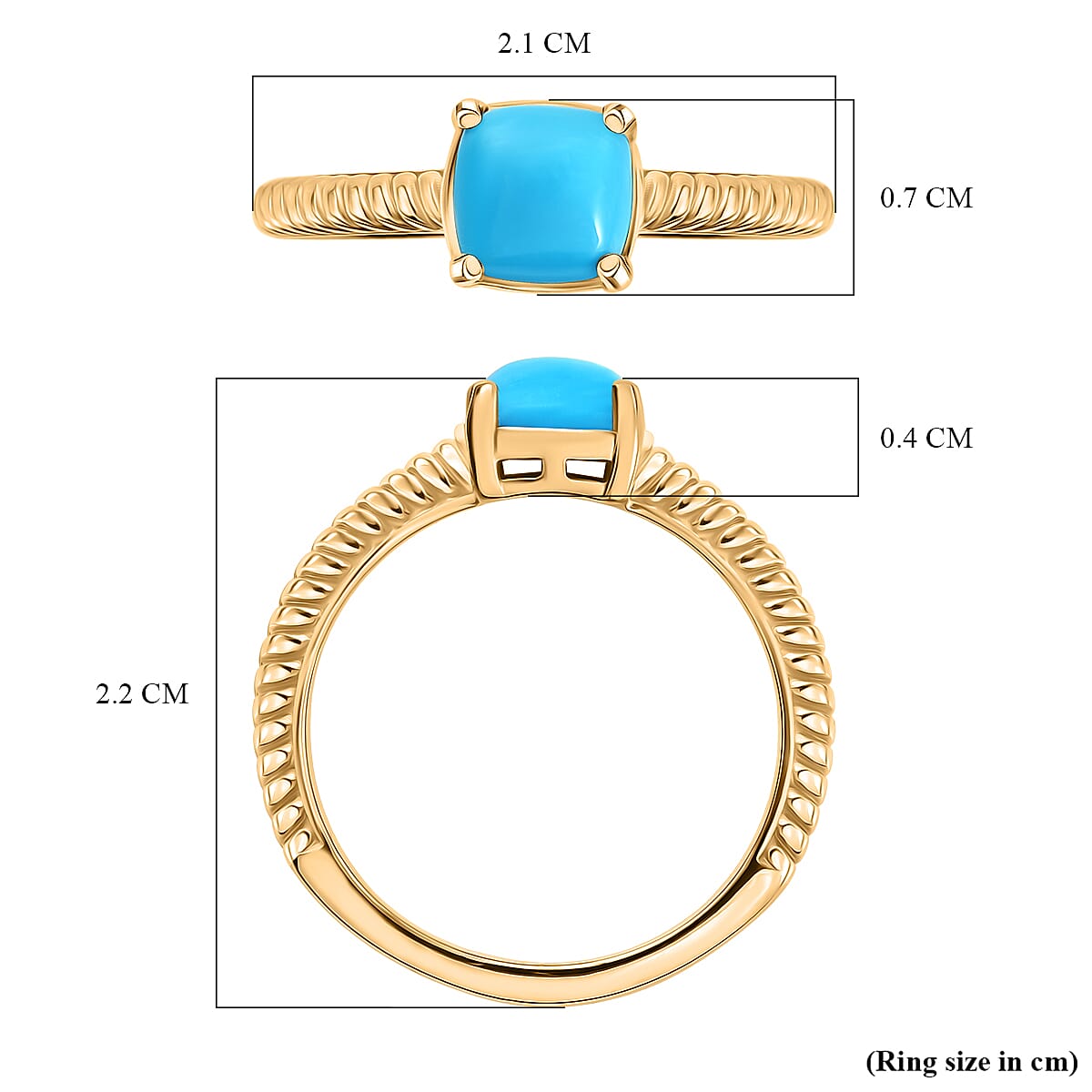 D'joy Sleeping Beauty Turquoise Ring in Yellow Gold Plating Sterling Silver D'joy Sleeping Beauty Turquoise Ring in Yellow Gold Plating Sterling Silver