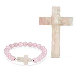 LIVMORE Green Aventurine Gemstone Cross & Bracelet