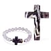 LIVMORE Rose Quartz Gemstone Cross & Bracelet - Pink