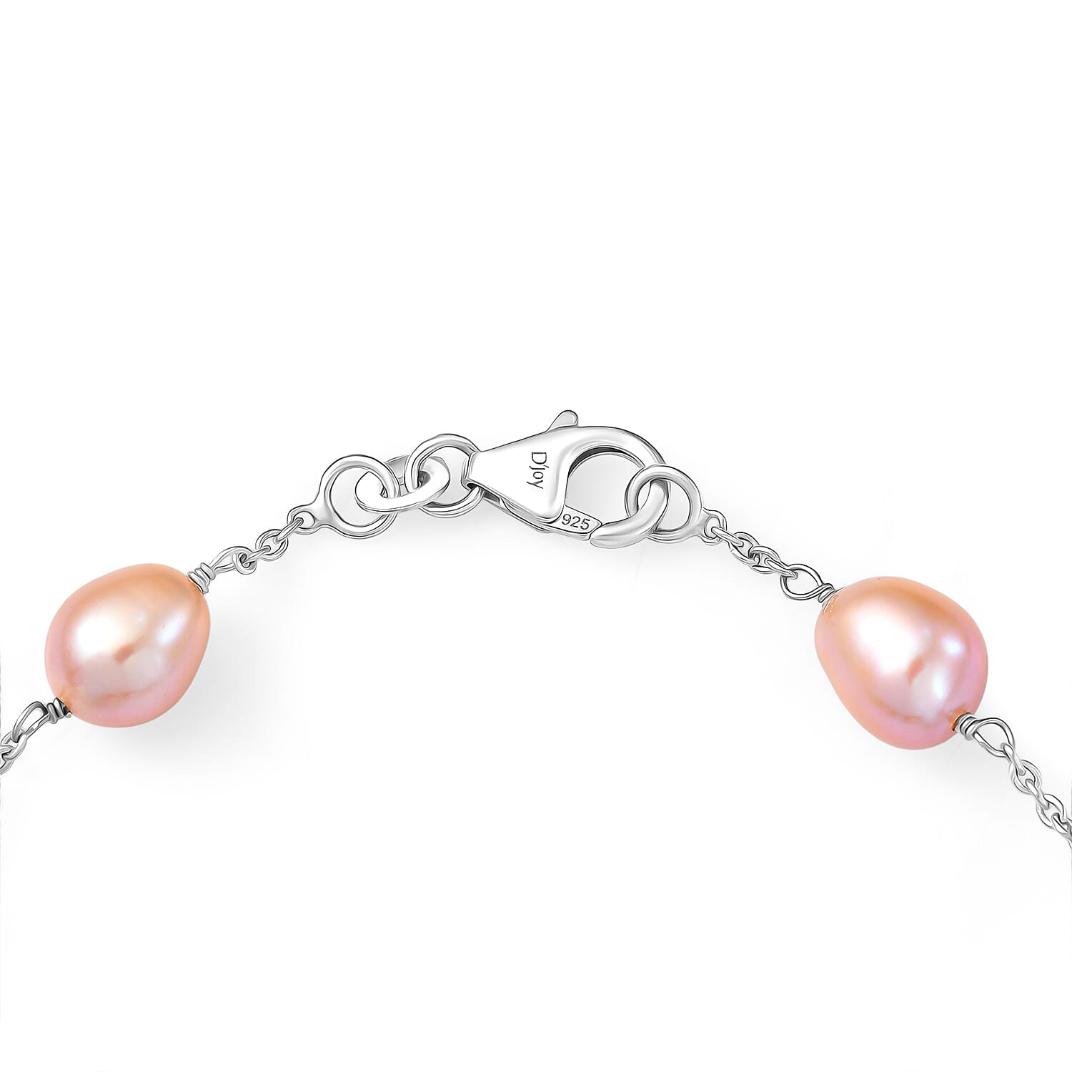 Larimar & Fresh Water Pearl Bracelet (Size - 7.5) with Lobster Clasp in Rhodium Overlay Sterling Silver 50.00 Ct.