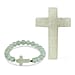 LIVMORE Rose Quartz Gemstone Cross & Bracelet - Pink