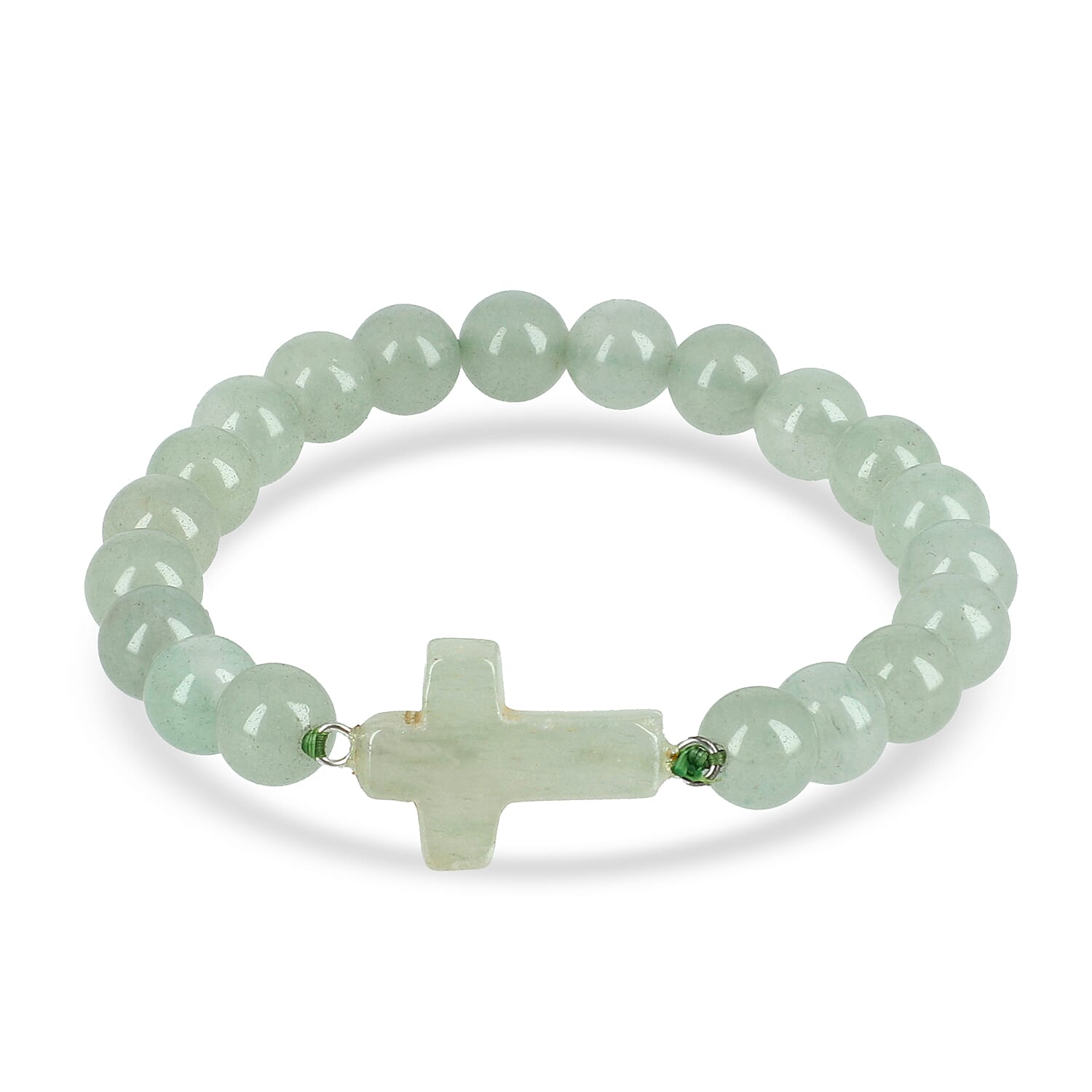 LIVMORE Green Aventurine Gemstone Cross & Bracelet