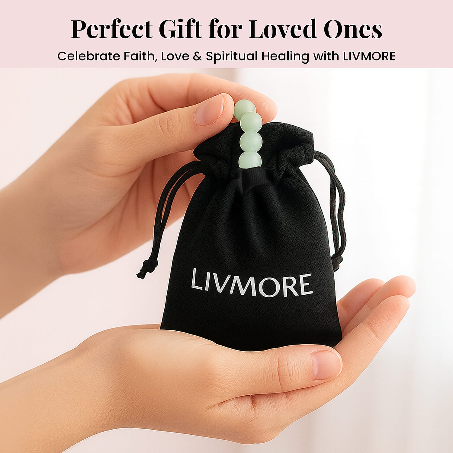 LIVMORE Green Aventurine Gemstone Cross & Bracelet