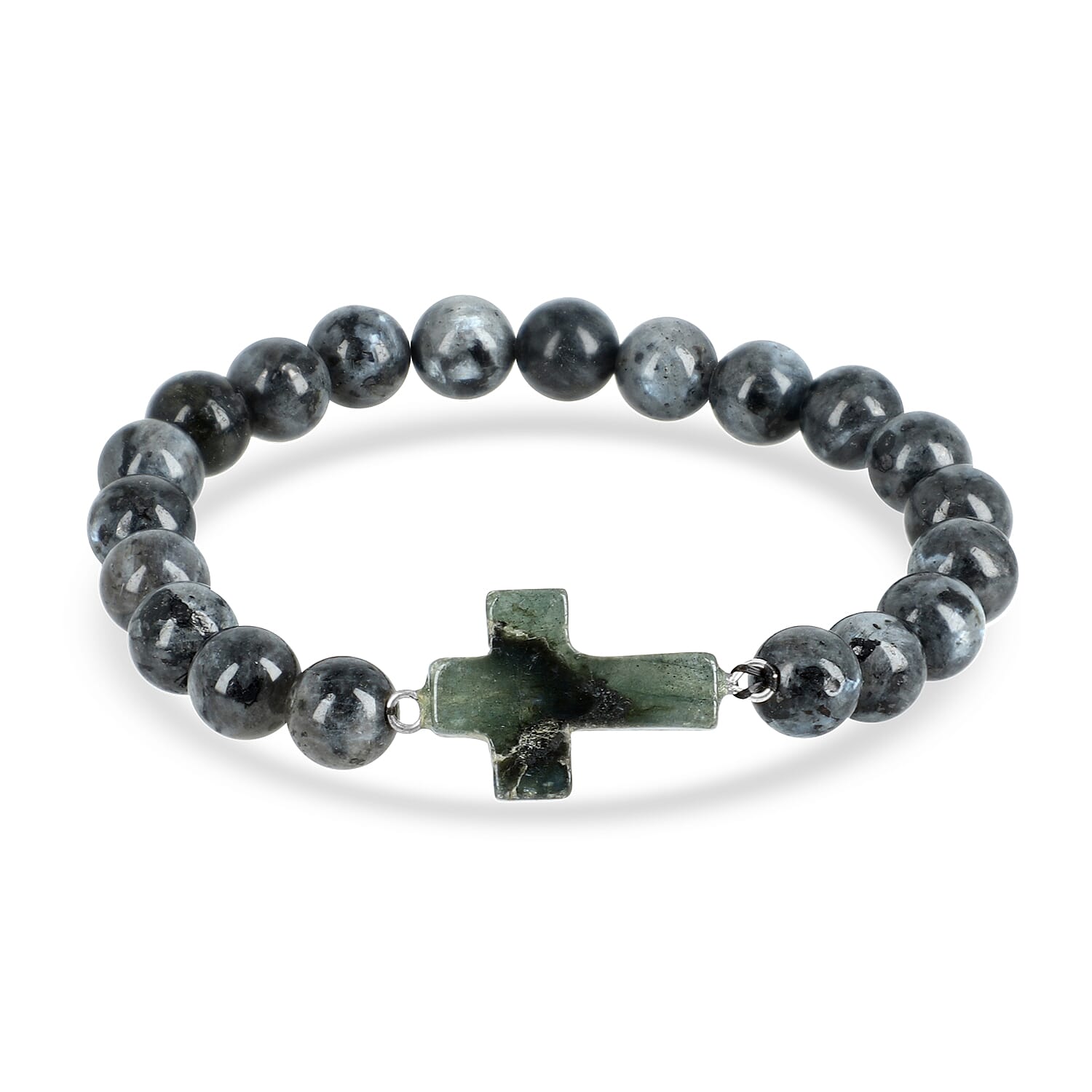 LIVMORE Labradorite Gemstone Cross & Bracelet - Grey