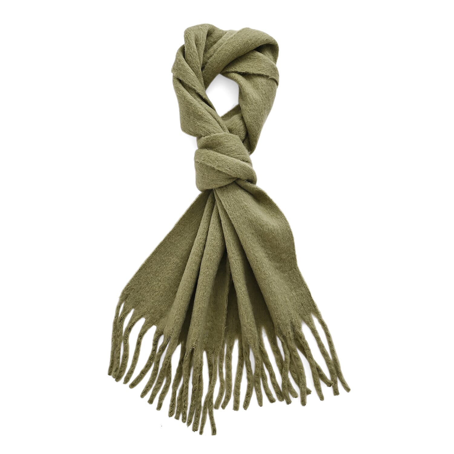 Super Soft Tassel Scarf (198 x 40cm) - Green